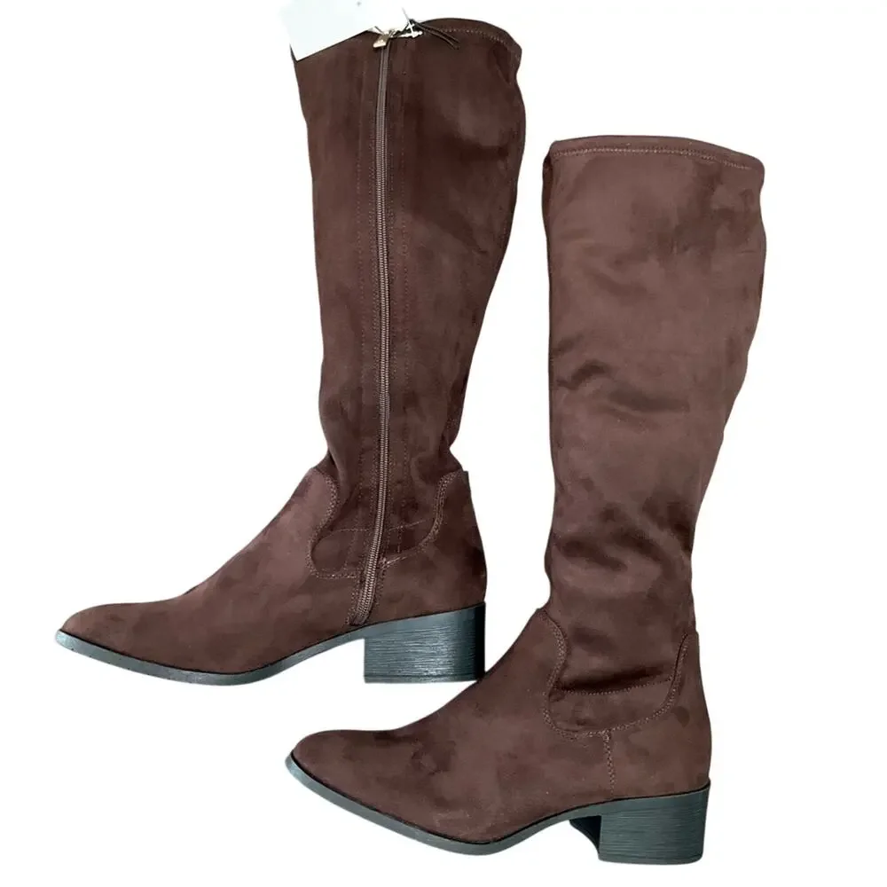Kenneth Cole Women's Boots Knee-High Faux Suede Brown Size 8.5 NEW NIB